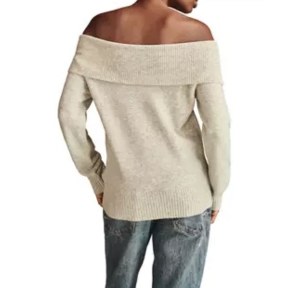 Lucky brand light heather grey Women's Off the Shoulder Sweater - Picture 3 of 4